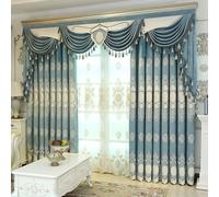 Embroidery Curtains with Curtain Veil, Perforated Openwork Curtains for Living Room, Luxury High-Grade Curtain Cloth