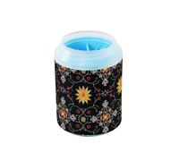 Embroidery Design Charcoal Black Portable Dog Foot Cleaner Cup with Soft Silicone Brush Pets Supplies and Accessories for Small & Medium Dogs