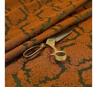 Embroidery Feel Raised Textured Damask Upholstery Fabric, Orange