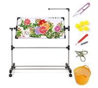Embroidery Floor Stand, 360° Height Adjustable Cross Stitch Craft Stand with Pulley, Standing Embroidery Lap Table for Art Craft Sewing Holder (B-98CM)