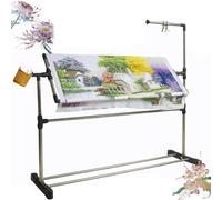 Embroidery Floor Stand with Pulley System, Height-Adjustable Rotating Craft Frame for Needlework, Sewing and Art Projects, 55cm