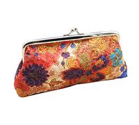 Embroidery Flower Handbag Hasp Coin Purse Pouch Wallet Clutch Bag (Orange)