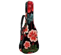 Embroidery Flowers Seamless Pattern Acoustic Guitar Bag Thick Padded, Waterproof Guitar Gig Bag for 40 41 42 Inch Guitars