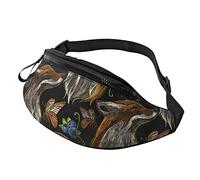 Embroidery Fox and Butterfly Crossbody Bag Runner Small Hip Pouch Bum Bag Running Waistpack Bumbag Beltbag Sport Slim Fashionable for Jogging Hiking Woman