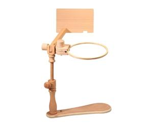 Embroidery Hoop Holder Stand with Wooden Base and Pattern, A