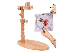 Embroidery Hoop Holder - Wooden Embroidery Frame Stand | Needlepoint Supplies Embroidery Hoop Rack, Rotated Needlework Stand Desk Clamp for Beginners Enthusiasts