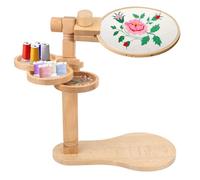 Embroidery Hoop Stand, Rotated Wooden Embroidery Holder Adjustable Rotatable Cross Stitch Stand for Embroidery Sewing Needlework Projects (Embroidery Hoop Not Included)