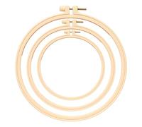 Embroidery Hoops 3 Pcs, 3 Sizes 9.5cm 12cm 16cm Plastic Bamboo-Look Cross Stitch Hoops and Frames, Round Adjustable Embroidery Rings for Sewing DIY Craft