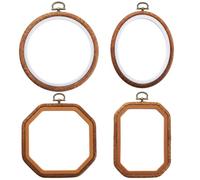 Embroidery Hoops Set of 4 Wood Grain Embroidery Ring Round Oval Rectangular Octagonal Flexible Frame for Sewing and Hanging
