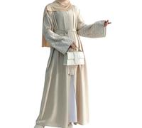 Embroidery Kimono Muslim Dress Fashion Open Abayas for WomenTürkiye Elegant Cardigan Islam Clothing Beige