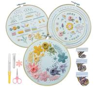 Embroidery Kit, 3 Embroidery Kits for Beginners for Adults with Step, Learn 22 Different Stitches from Instructions and Video, Patterned Embroidery Patterns Embroidery Kit