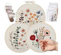 Embroidery Kit - 7.87in ABS | Cross Stiitch Kit | Embroidery Starterr | Floral Sewing Set for Creating Beautiful Floral Patterns Suitable for Adults Teens and Beginners DIY Crafts Learning