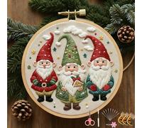Embroidery Kit,Christmas Embroidery Starter Kits,Christmas Crochet Kit,Christmas Cross Stitch Kits,DIY Embroidery Supplies Kit for Adults Beginners,Handmade Sewing Craft Set (D)