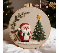 Embroidery Kit,Christmas Embroidery Starter Kits,Christmas Crochet Kit,Christmas Cross Stitch Kits,DIY Embroidery Supplies Kit for Adults Beginners,Handmade Sewing Craft Set (B)