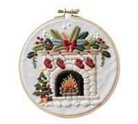 Embroidery Kit,Christmas Embroidery Starter Kits,Christmas Crochet Kit,Christmas Cross Stitch Kits,DIY Embroidery Supplies Kit for Adults Beginners,Handmade Sewing Craft Set (red)
