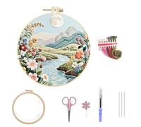 Embroidery Kit,Craft Cross Stitch Kits For Adults Kit With Nature Landscape Design,Starter Kit With Patterns,Stitches Threads And Needles,Ideal For Relaxation,Sewing Gift Set For Adults Women (Blue)