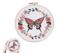 Embroidery Kit | Cross Stiitch Kits | Embroidery Cross Stitches Practice Kit | Butterfly Patterns Cross Stitching Kitss | Includes Printed Cloth, Cotton Thread Pack, Punch Needle, Frame for Beginners