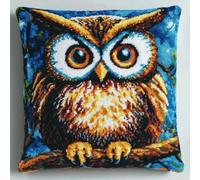 Embroidery Kit Cushion Cover, Animal owl Printed Cross Stitch Pillowcase Craft Kits, Hand Embroidery DIY Kit Sewing Pillow Case Without Pillow Insert 45X45cm