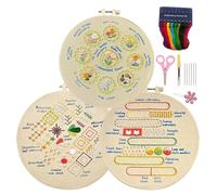 Embroidery Kit,Embroidery Kit for Beginners,3 Sets Hand Embroidered Cross Stitch Kits,Instructions,Needlepoint Kits,Adult Sewing Kit for Women,Men and Princip