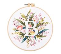 Embroidery Kit,Embroidery Set Floral Embroidery Kit For Beginner And Adults Cross Stitch Kits Embroidery Starter Kit With Initial Letter And Flower Pattern Cross Stitch Kits(Color-I,Without hoop)(Colo