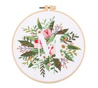 Embroidery Kit,Embroidery Set Floral Embroidery Kit For Beginner And Adults Cross Stitch Kits Embroidery Starter Kit With Initial Letter And Flower Pattern Cross Stitch Kits(Color-I,Without hoop)(Colo