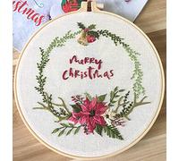 Embroidery Kit Flowers Xmas Merry Christmas Awesocrafts Full Range of Embroidery Starter Kits for Beginners Adults Kids DIY Handmade Easy Patterns (Xmas)