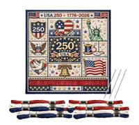 Embroidery Kit for Adults - A Wall Decoration Art Work with Yarn and Needles, Patriotic Embroidery Set with Pattern - For Making Ornaments, Women, Girls, Teenagers, Home, Home