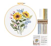 Embroidery Kit for Beginner Adults Cross Stitch Kits for Adults Full Range Embroidery Starter Kit Stamped Design with Flower Pattern DIY Art Craft Hand Sewing Embroidery Kit including Needles Threads