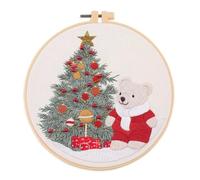 Embroidery Kit for Beginners 3D Snow Tree Deer Christmas with EN Instructions Needle Thread Stamped Cloth for Gift Hobby Kits for Adults(C6)