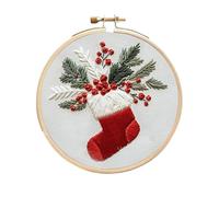 Embroidery Kit for Beginners | Christmas Stocking Pattern Beginner Embroidery Kit | Handmade Needlework Craft for Bedroom Living Room Indoor Home