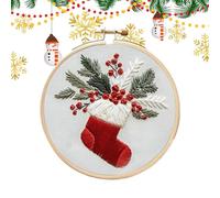 Embroidery Kit for Beginners | Christmas Stocking Pattern Embroidery Kit Beginner,Handmade Needlework Craft for Adults Holiday Indoor Living Room Bedroom