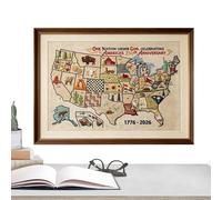 Embroidery Kit for Beginners | DIY America Map 250th Anniversary Embroidery - Needle and Thread Craft Kit | for July 4th, Memorial, Remembrance and Veterans Day, Home Decor and History Lovers