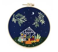 Embroidery Kit for Beginners DIY Stamped with Pattern Halloween Pumkin Witch with Hoops Cloth Color Threads Cross Stitch Needlework Students Hobby Kits for Adults(#1)