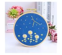 Embroidery Kit for Beginners DIY Stamped with Pattern Twelve Zodiac Signs Constellation with Hoops Cloth Color Threads Cross Stitch Needlework Hobby Kits for Adults(Cancer)