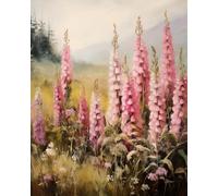 Embroidery Kit for Beginners, Enchanting Foxglove Meadow, Printed Cross Patterns, Embroidery Crafts Needlepoint Kit, Beginners Starter Kits, DIY Handmade Gifts 11CT 3 Strands 16x20 inch