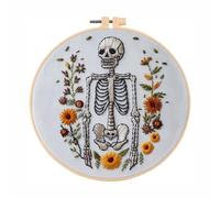 Embroidery Kit for Beginners Halloween Bat Skeleton Stamped Cross Stitch Needlepoint DIY Gothic Starter Hobby Kits for Adults(#6)