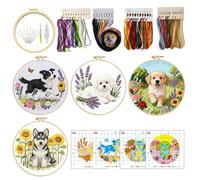 Embroidery Kit for Beginners | Learning to Embroider Dog Pattern - Embroidery Kit | for Home Study Office Travel Beginners Adults Teens Older Hobbists Stress Crafts