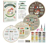 Embroidery Kit for Beginners, Punch Needle Kits for Adults, All in One Needlecraft Kit Learn 38 Stitches with Video Guide, Includes Cross Stitch & Needlepoint Supplies, Hoop, Threads