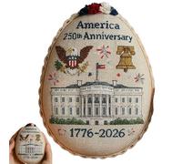 Embroidery Kit for Celebrating America's 250th Anniversary Egg Shaped Patriotic Craft Kits for Adults Adult Craft Kits