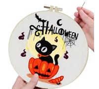 Embroidery Kit Halloween Gothic Funny Stamped Craft Supplies | Adults Holiday Embroidery Craft Kit for Home Studio Art Class Holiday Party Birthday Housewarming