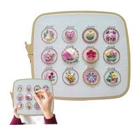 Embroidery Kit, Hand Floral Embroidery Starter Kit, Crafts for Adults, Embroidery Kits with 12 Different Small Flower Frame, 3D Flower Embroidery Kits for Adults Beginners