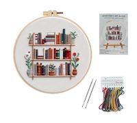 Embroidery Kit, Punch Needle Kit with Elegant Bookshelf Design, Complete Embroidery Starter Kit with Patterns, Threads and Needles, Ideal for Relaxation and Crafting