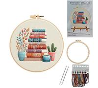 Embroidery Kit,Punch Needle Kit With Elegant Bookshelf Design,Starter Kit With Patterns,Stitches Threads And Needles,Ideal For Relaxation And Crafting,Adults,Sewing Gift Set For Adults Women (Book)
