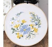 Embroidery Kit Squirrel Floral Design Flower Garden Awesocrafts Full Range of Embroidery Starter Kits for Beginners Adults Kids DIY Handmade Easy Patterns (Blue)