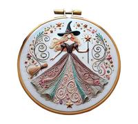 Embroidery Kit, Witch-Themed Craft Set, 5.91x5.91 Inch Material Pack with Feature, Artistic Sewing Accessory for Beginners, Compact Style Supplies with Decorative Flair, Crafts Tool for Adults