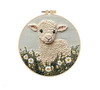 Embroidery Kit with Sheep Pattern, Hand Punching Adult Craft Kits,Tapestry Kits for Adults with Patterns, Colored Threads, Needles, Hoops and Instructions, Beginners Embroidery Kit