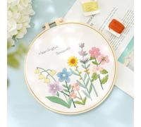 Embroidery Kits for Beginners - 3 Piece Cross Stitch Kits with pre-Printed Floral Motifs, Durable Fabrics, Brightly Coloured Threads, Embroidery Kits for Adults is Ideal for Crafty Fun or Gifts