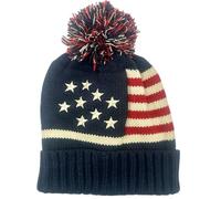 Embroidery Knitted Winter Beanie Ski Hat Stars Red & Blue, Blue Regular, Dark Blue - Regular, M