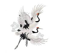 Embroidery Lace Applique, 22x19cm Chinese Style Crane Iron On Patches for Heat Transfer Clothes T-Shirt Thermal Stickers Decoration Printing