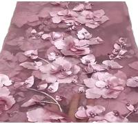 Embroidery Lace Tulle Fabrics, Beading 3D Embroidered Lace Fabric for Wedding Dress DIY Multicolor 1-5 Meters(Red Bean,5Meters)